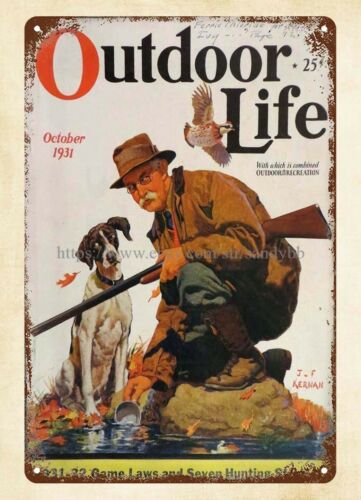 Hunting Quail - لافتة معدنية بتصميم غلاف مجلة OUTDOOR