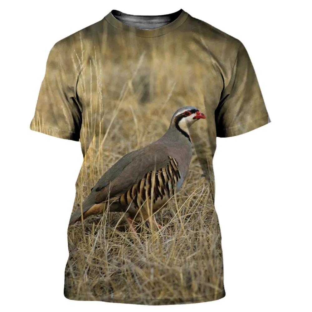 Hunting Quail - تي شيرت رجالي بأكمام قصيرة برقبة